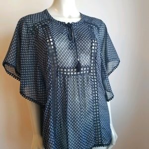 🖤 B&W Sheer Daniel Rainn Blouse szL HOT🕶